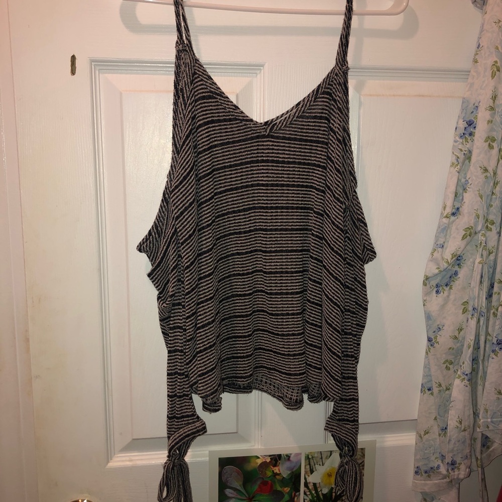 Striped cold shoulder shirt